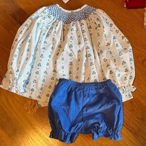 The Beaufort Bonnet Company Blue Floral Diaper Cover Set